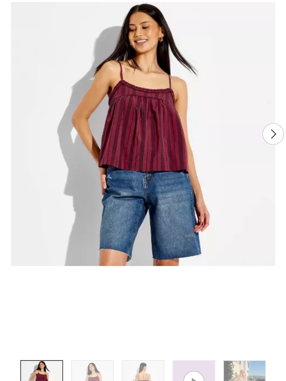 Womens Maroon Striped Sleeveless Tank Top